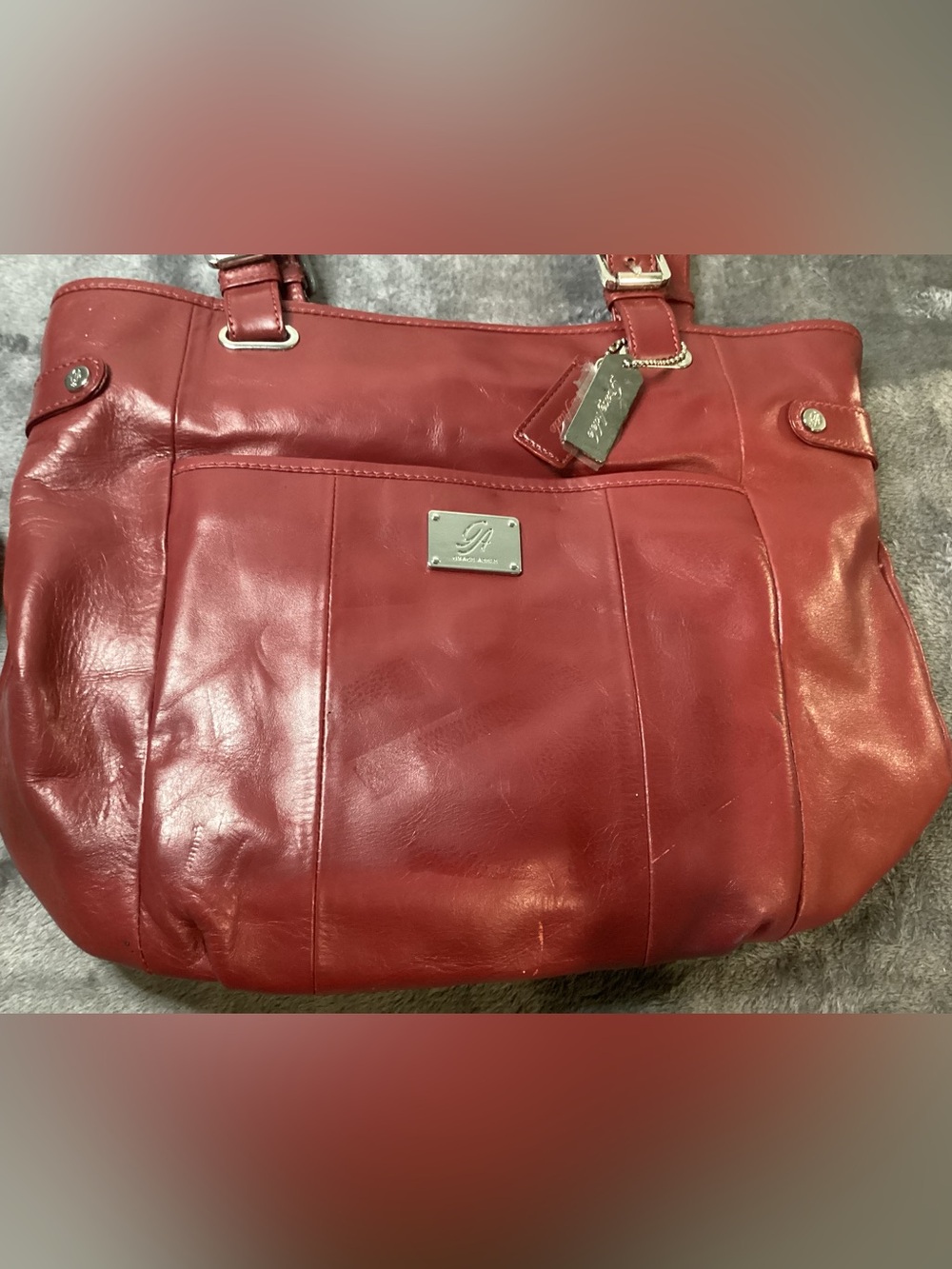 Red Leather Tote and Wallet Set - Women's Handbag - Picture 16 of 16